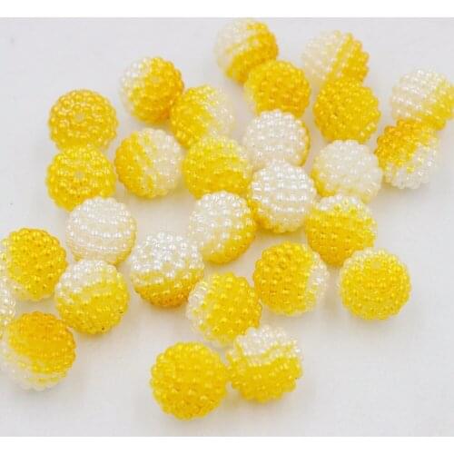New 12mm 30Pcs Rainbow Yellow+White Colorful Bayberry Ball Imitation Pearl Beads Round Beads Fit Beads Jewelry Making