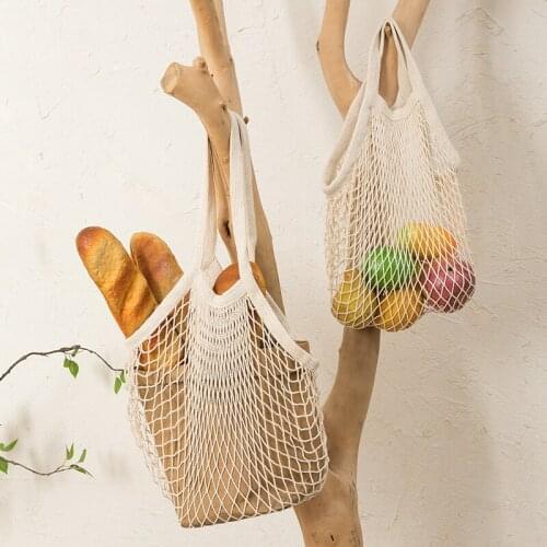New Mesh Shopping Bag Portable Reusable Grocery Bags Fruit Vegetable Bag Washable Cotton Mesh String Organic Organizer Handbag