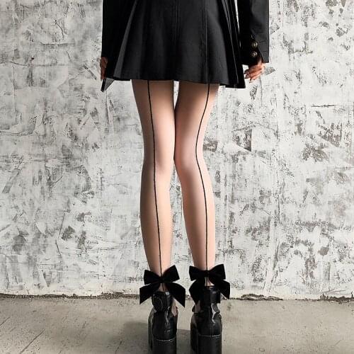 New Straight Line Big Bow Tights Pantyhose Stockings Personalized Fashion Anti-hook Thin Pineapple Bottoming Socks Sexy Tights