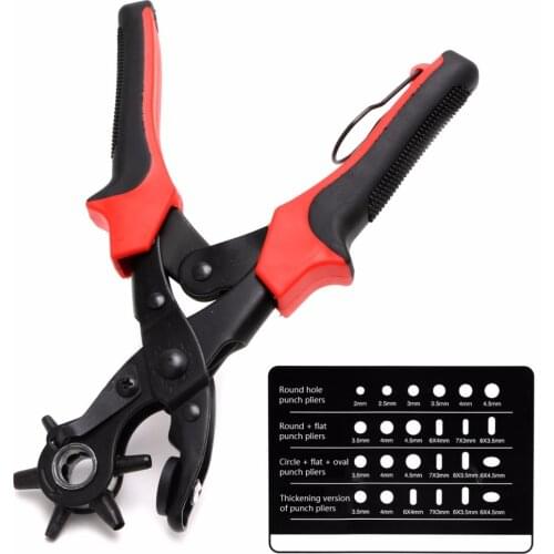 6 Sized Heavy Duty Leather Belt Eyelet Holes Punch Pliers Revolving Hand Punches Belt New