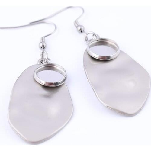 Reidgaller 10pcs 10mm Round blank Cabochon Earring Bases with metal plate diy stainless steel earrings making accessories