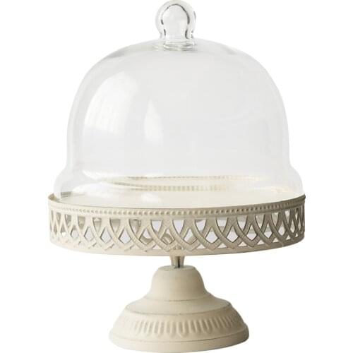 Runjia home white glass cover cake plate tall dessert plate dessert plate wedding afternoon tea tray