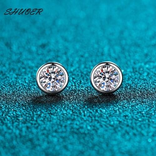 Classic Pass Diamond Tester 0.5 Carat D Color Moissanite Stud Earrings 925 Sterling Silver Brilliant Cut Round Stone Earrings