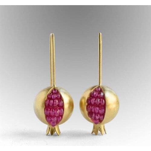 Fashion Gold Silver Color Pomegranate Earrings Dangle Hook Earrings for Women Female Party Wedding Boho Jewelry