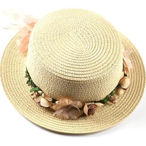 Sun Hat Woman Seaside Lady Fisherman Hats Outdoor Beach Sun caps Prom cap lace Bowknot Summer Panama Foldable Sunscreen Straw
