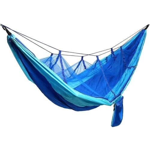 Blue Ultralight Camping Hammock Beach Swing Bed With Mosquito Nets for Outdoors Backpacking Travel