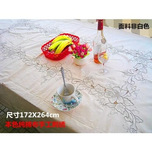 Hand embroidered tablecloth, pure cotton cloth, bed cover, American style