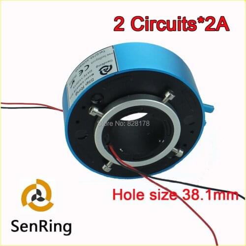 Through bore slip ring rotary joint 2 circuits/wires contact signal 2A of bore size 38.1mm