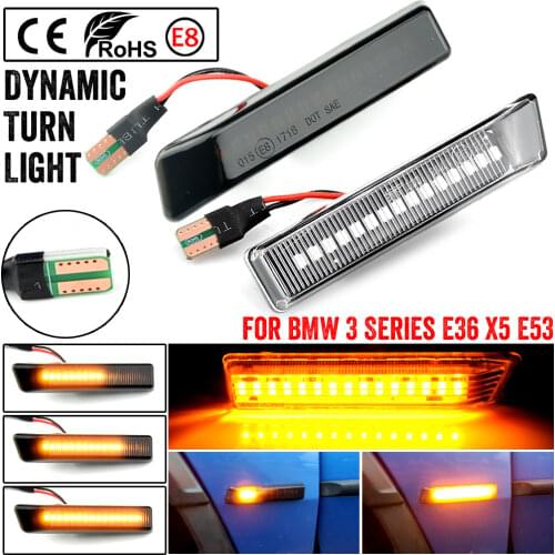 LED Dynamic Turn Signal Light Side Marker Blinker Lamp For BMW E36 M3 Facelift 1997-1999 X5 E53 1999-2006