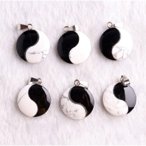 Traditional Tai Chi Bagua Pendant Natural Black Stone Turquoises Necklace Pendant Jewelry Healing Pendulum For Drop Shipping