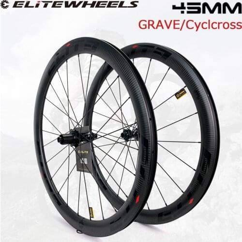ELITEWHEELS 700C Disc Brake Carbon Wheels 29*45mm Tubeless Ready 480g±15g Rim DT Swiss 13 Types Of Hubs For Cyclocross Gravel