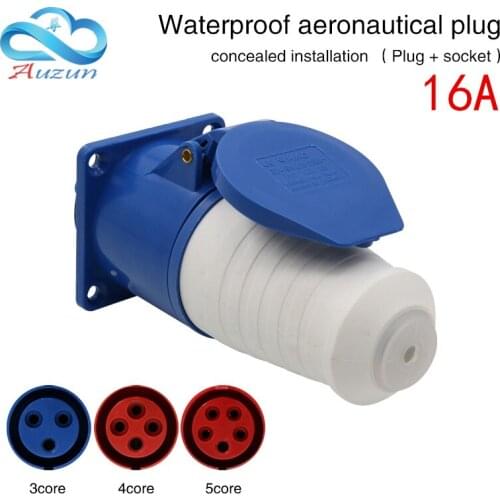 Waterproof industrial aviation plug socket connector 3 core 4 core 5 core 16A dark installation aviation butt