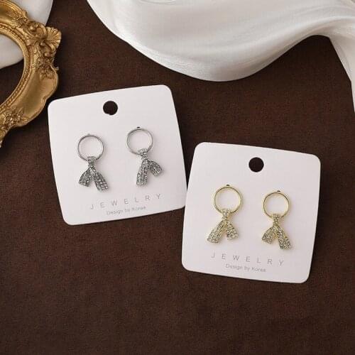 VSnow Statement Cravat Tie Circle Dangle Earring for Women Girls Fashion Rhinestone Gold Silver Color Earring Jewelry Pendientes