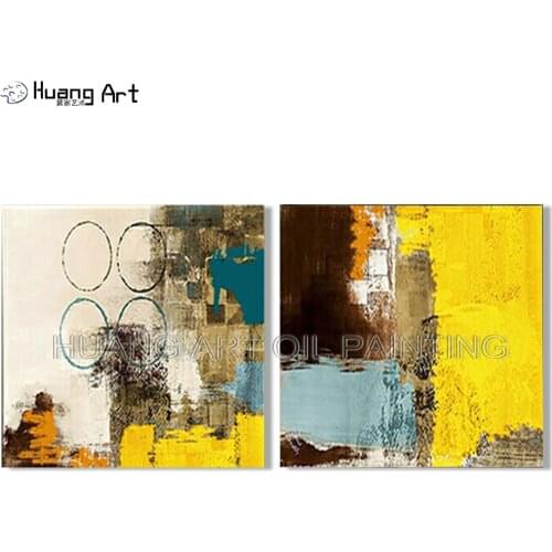 High Skills Artist Handmade Beautiful Yellow Abstract Oil Painting on Canvas for Living Room Decoration Modern Canvas Wall Art