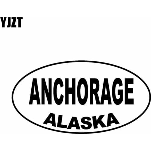 YJZT 14.3CM*7.6CM ANCHORAGE ALASKA Oval Bumper Car Sticker Vinyl Decal Black Silver C10-01522