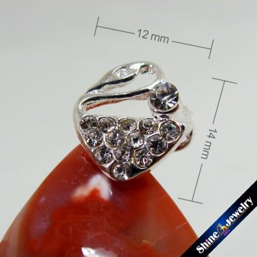 Wholesale 10 PCS/lot 13x9mm Zircon Swan Pinch Clip Bail Clasps Hooks For Pendant Necklace DIY Findings Jewelry Making Connectors