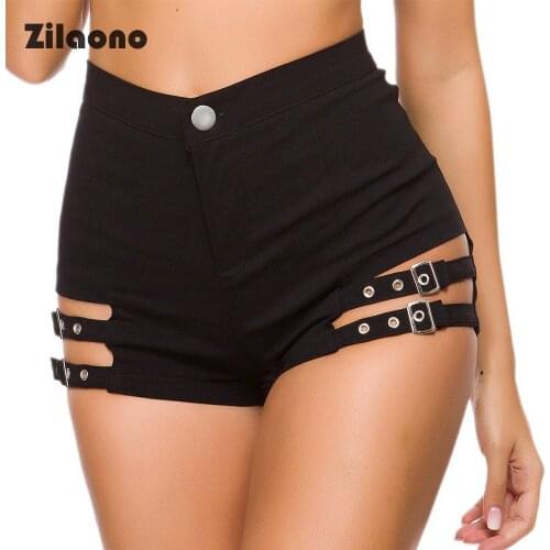 Women Denim Shorts Black High Waist Slender Bandage Skinny Hot Pants Fashion Casual Vintage Club Sexy Short Jeans