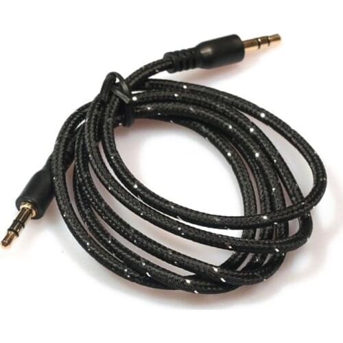1M 3.5mm Stereo Male to Male Jack Aux Cable Audio Auxiliary Lead For Phone Car, Black