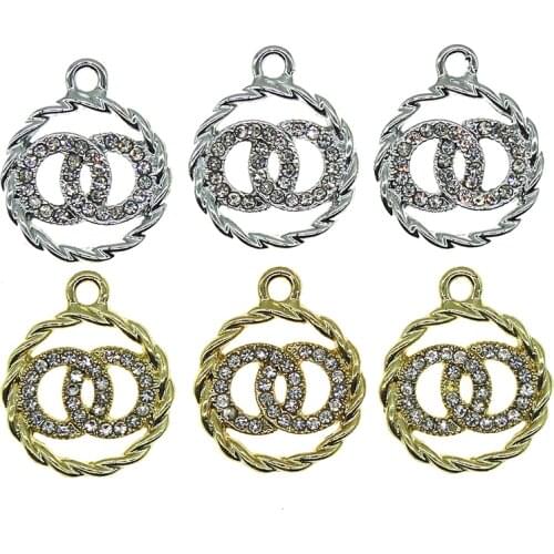 10PCS Fashion Enamel Charms Rhinestone Circle Ring Bracelets Pendant Drop Oil Fit DIY Earring Jewelry Accessories Findings