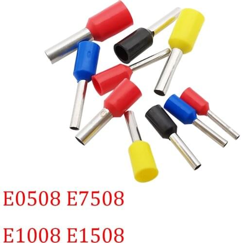 100Pcs/Lot Insulated Wire Connectors VE0508 VE2508 VE7508 VE1008 VE1508 Cold Pressed Electrical Cable Insulated Crimp Terminals