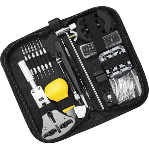 153Pcs Watch Repair Tool Kit With Bag Professional Spring Bar Tool Set Watch Battery Replacement Tool Watch Band Link Pin Set