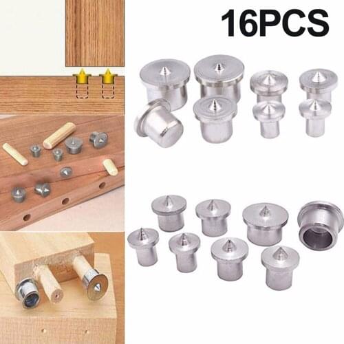 16Pcs Points Marker Solid Dowel Pins Center Point Set Wood Working 6/8/10/12mm Woodworking Dowel Centers Tenon Alignment Tools