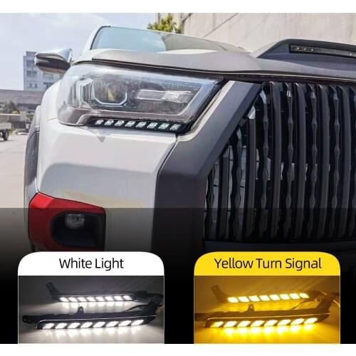 2PCS Car LED headlight Daytime Running Light For Toyota Hilux Revo Rocco 2020 2021 Turn Yellow Signal DRL Daylight
