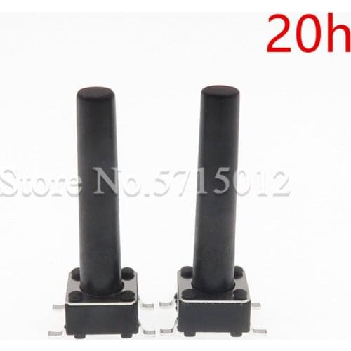 200pcs/Lot Black 6*6*20mm SMD 4pin Copper feet high temperature resistant Light touch switch tact switches