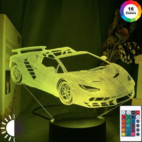 3d Illusion Lamp Sports Car Nightlight for Child Bedroom Decor Color Changing Atmosphere Event Prize Led Night Light Supercar