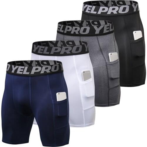 4PCS Men Running Shorts 2 in 1 Jogging Gym Fitness Training Quick Dry Compression Short Pants Summer Sports Bottoms with Pocket