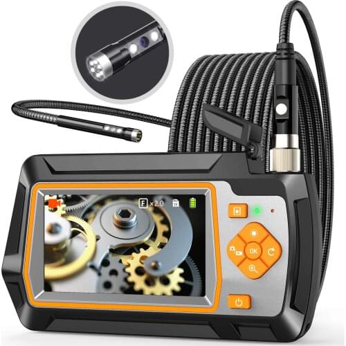 5.5mm Dual Lens Industrial Endoscope Camera 4.3 Inch IPS Screen 1080P HD IP67 Borescope 8 LED Car Engine Pipe Inspection