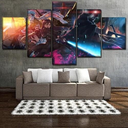 5 Piece Wall Art Canvas Anime Image Japanese Comics Picture Figure Poster And Print Home Room Decoration Paintings For Interior