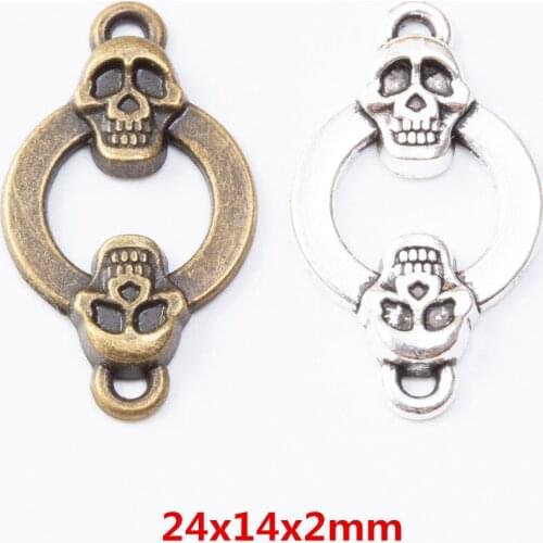 50 pieces of retro metal zinc alloy Skull pendant for DIY handmade jewelry necklace making 7162