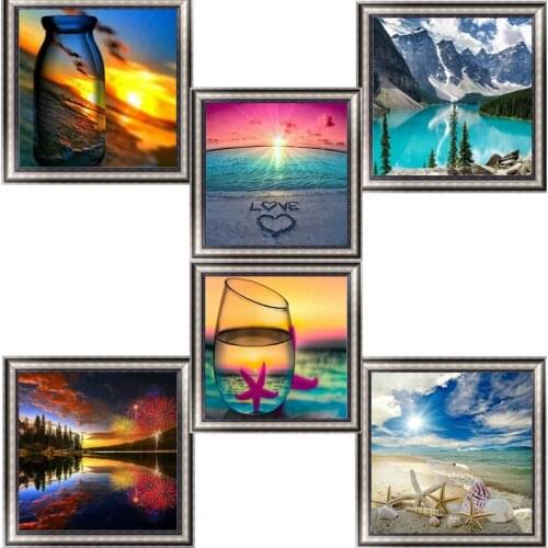 5D Diamond mosaic full diamond embroidery beads Beautiful Seaside Cup Trees diamond Landscape Scenery cross stitch Crafts