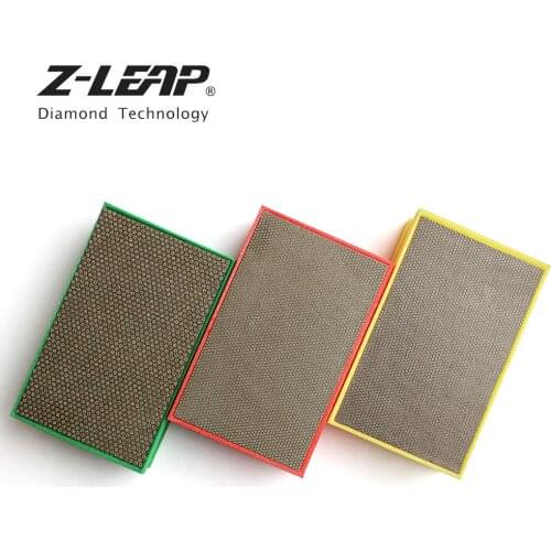 Z-LEAP 3pcs/lot Electroplated Diamond Hand Polishing Pad Foam Back Glass Granite Marble Grinding Disc Diamond Hand Sanding Tool