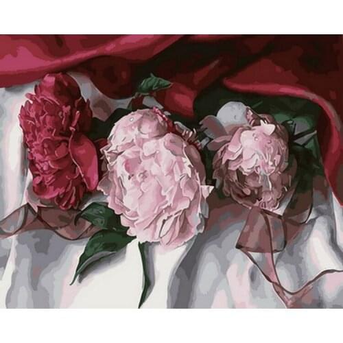 Frameless painting by numbers diy picture oil painting on canvas for home decor animal painting 4050 three flower