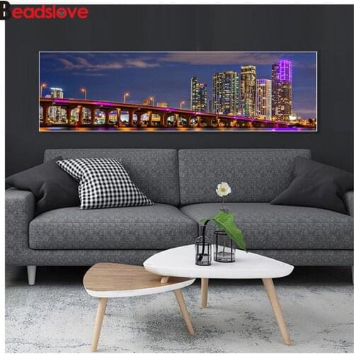 Large Full Square Round Diamond Embroidery Diy Diamond Painting City night Bridges Skyscrapers Landscape Cross Stitch