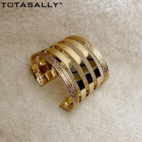 TOTASALLY 2020 Trend Bracelet for Women Fashion Punk Golden Goth Metal Cuff Bangles Wide Band Lady Party Hand Jewelry Dropship