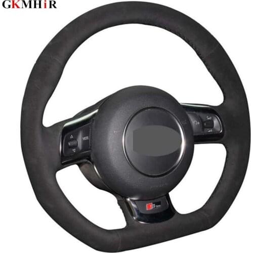 Black Soft Suede Car Steering Wheel Cover Hand-stitched for Audi A3 S3 (8P) Sportback 2008-2012 R8 (42) TT TTS (8J) 2006-2014