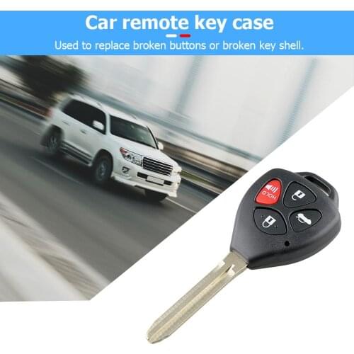 Black Car Remote Key Case Excellent Durable ABS and Metal Process 4 Buttons Key Shell Replacement for Corolla 2006-2010