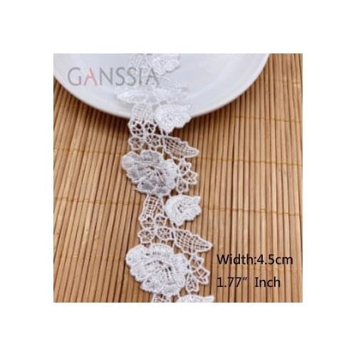 1YARD Width:4.5cm Flower Fabric Lace Trim Ivory White for Embroidery and Skirt Intimate Accessories Decorative Crafts(SS-2327)