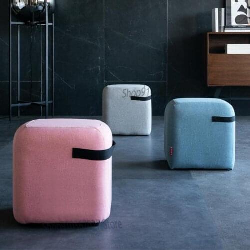 Ins Designer Fashion Creative Children Lazy Sofa Stool Small Chair Fabric Round Stool Footstool Low Stool Home