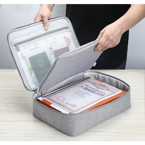 Men Women Briefcase Multipurpose Work Documents Holder Organizer Travel Certificate Storage Handbag Business Trip A4 File Pouch