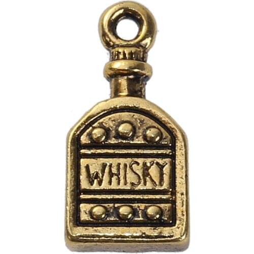 DoreenBeads Zinc Based Alloy 3D Charms Bottle Gold Tone Antique Gold Color Message DIY Findings 18mm( 6/8") x 9mm( 3/8"), 10 PCs