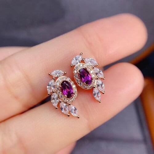 Elegant Temperament 100% Real and Natural Garget Earring 925 Sterling Silver Garnet Earring
