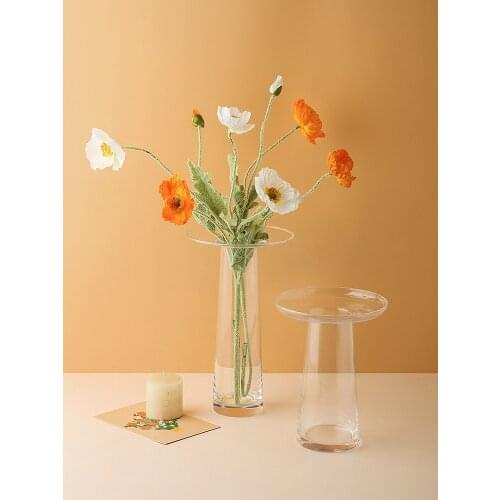 Europe T-Shaped Transparent Glass vase Living Room Hydroponics Flower Arrangement Flower Vases Handmade Art Bottle Home Decor