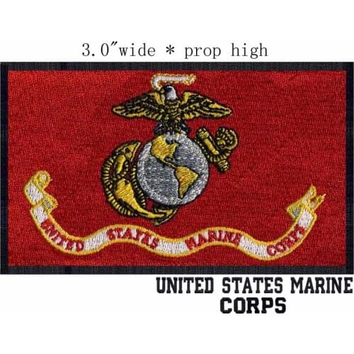 United States Marine Corps Flag 3" wide embroidery patch for ribbons kit/punto croce seta/bolsa de renda