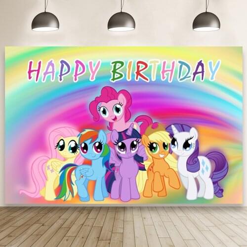 Magic Little Pony Backdrop Children Birthday Party Horse Rainbow Photography Background Baby Shower Decor Custom Studio Banner