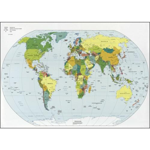 World Map Giant Art Silk Poster Home Wall Decor