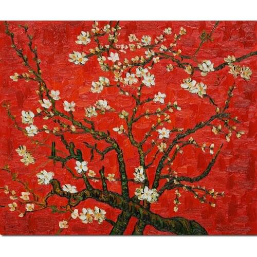 Framed Canvas Hand painted Flower paintings Vincent Van Gogh oil painting reproduction Almond Tree in Bloom modern art wall deco